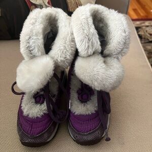 The North Face Purple and White Kids Winter Boots
